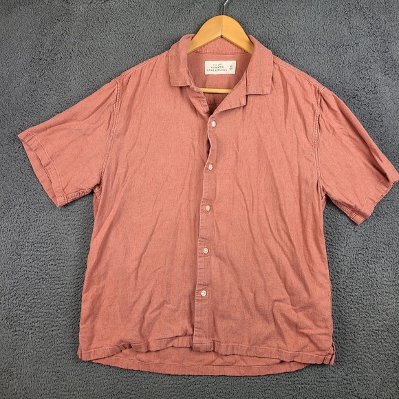 Abercrombie & Fitch Other - Abercrombie & Fitch Mens Medium Linen Blend Short Sleeve Camp Shirt Rose Pink